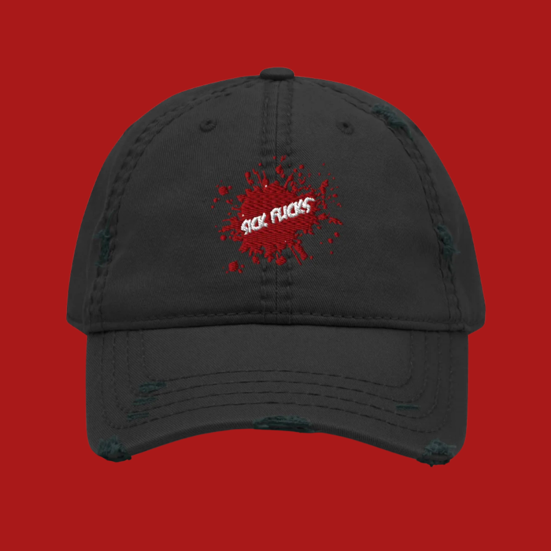 Sick Flicks Official Distressed Ball Cap Horror Hat