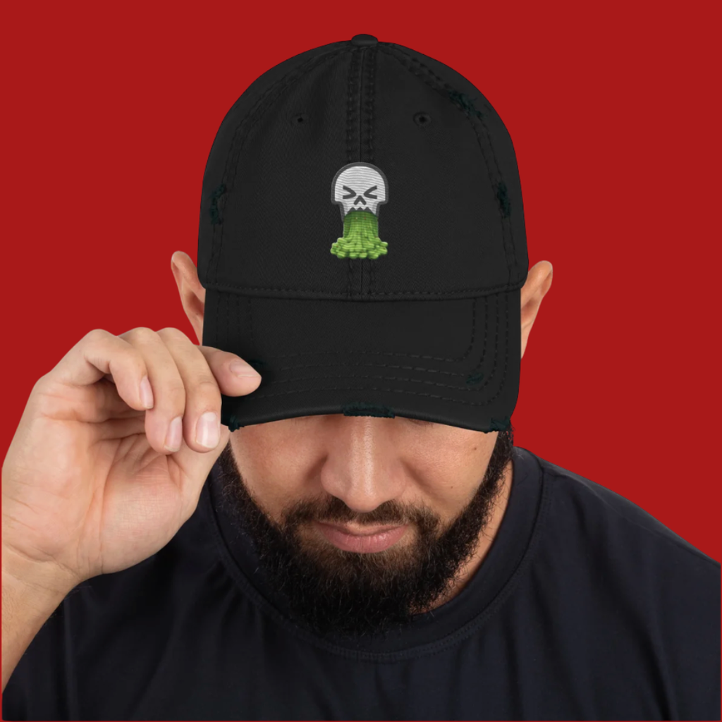 Sick Flicks Puking Skull Horror Baseball Hat Horror Geek